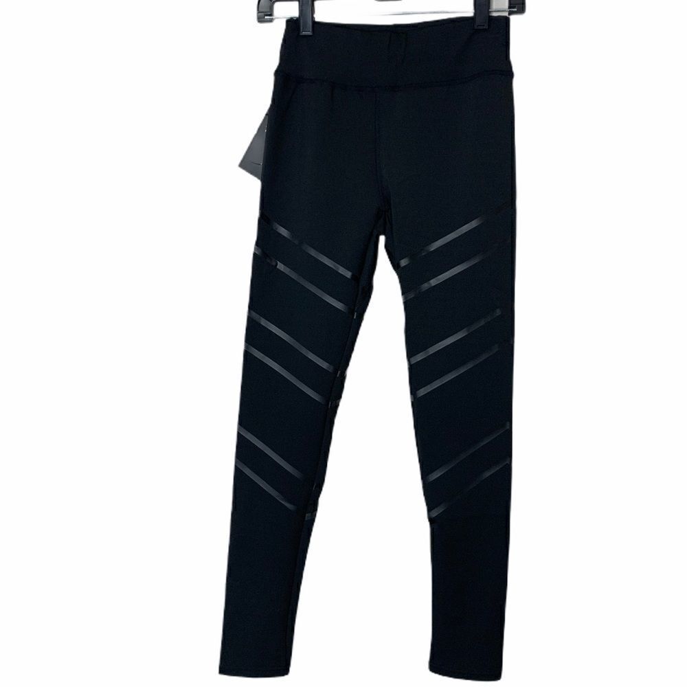 BSP black athletic leggings with accent black line